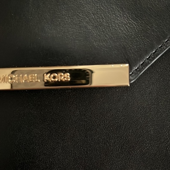 Black Michael Kors clutch with gold chain - Picture 2 of 8